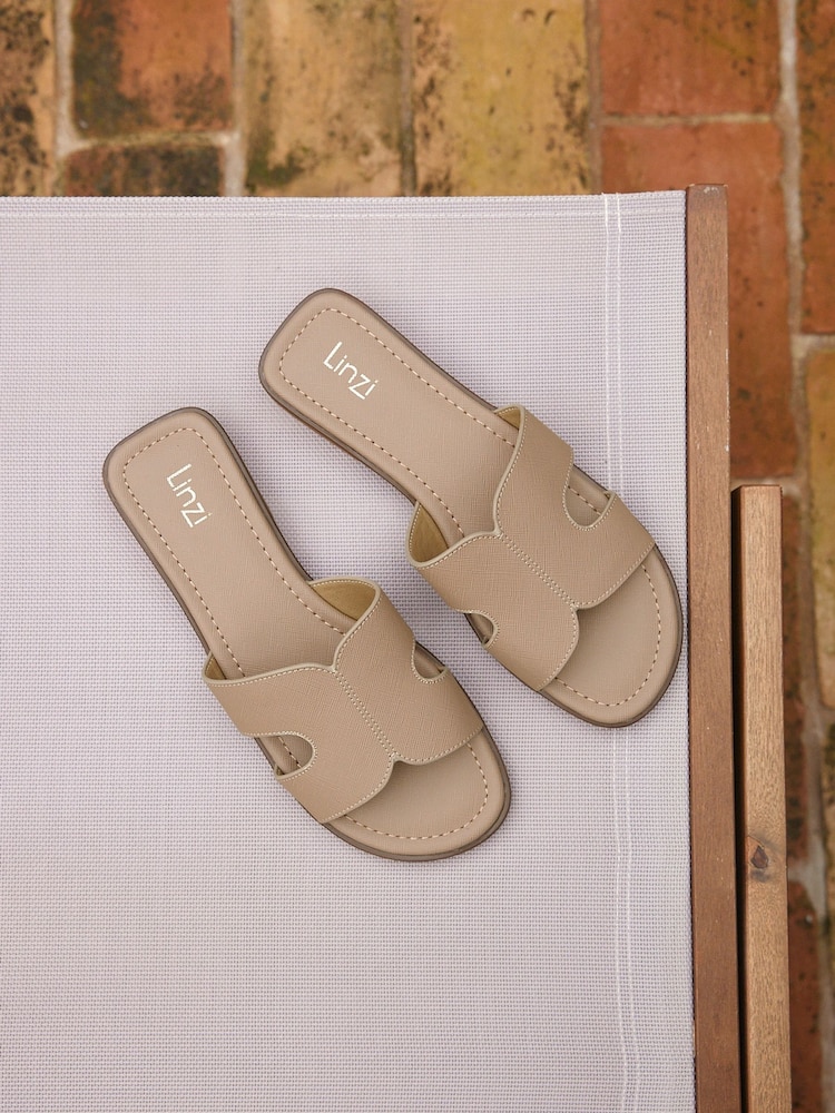 Linzi Natural Renata Flat Sliders Sandals With Open Loop Detailing - Image 6 of 6