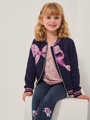 Monsoon Blue Sequin Bow Bomber Jacket - Image 1 of 4