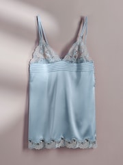 AIYLA Blue Swiss Designed Embroidered Silk Slip - Bild 3 von 6