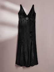 AIYLA Black Lace & Satin Long Slip - Image 7 of 10