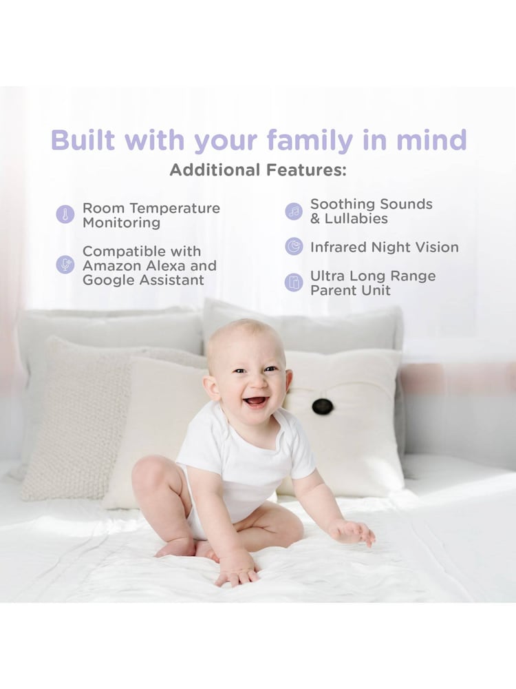 Hubble White Nursery Pal Glow Smart WiFi + 5 Inch Baby Monitor - Image 6 of 6