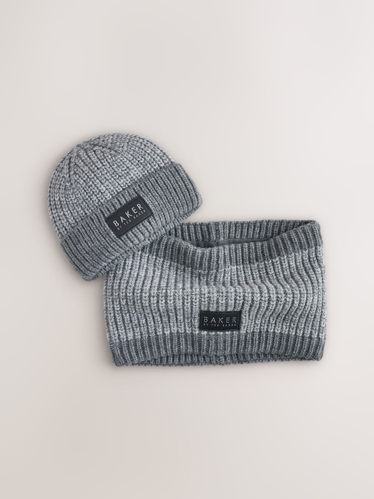 Baker by Ted Baker Grey Marl Beanie and Snood Set - Image 1 of 3 Baker by Ted Baker Grey Marl Beanie and Snood Set - Image 1 of 3