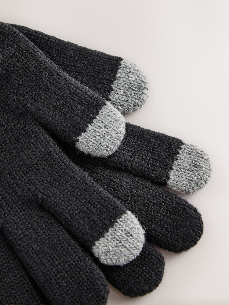 Baker by Ted Baker Black Logo Beanie and Gloves Set - Image 5 of 5