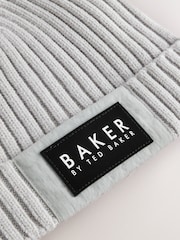 Baker by Ted Baker Grey Logo Beanie and Gloves Set - Image 2 of 5
