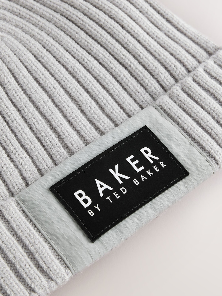Baker by Ted Baker Grey Logo Beanie and Gloves Set - Image 2 of 5