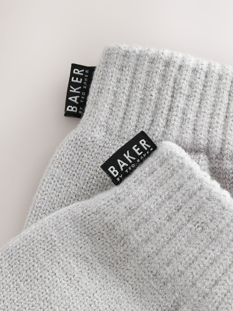 Baker by Ted Baker Grey Logo Beanie and Gloves Set - Image 1 of 1 Baker by Ted Baker Grey Logo Beanie and Gloves Set - Image 1 of 1
