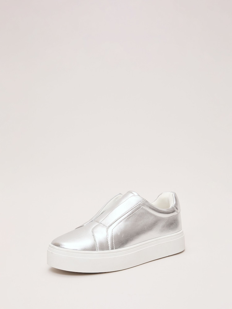 Phase Eight Silver Leather Trainers - Image 7 of 7