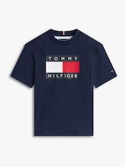 Tommy Hilfiger Blue Heritage Flag Print Jersey T-Shirt - Image 5 of 5