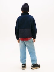 Tommy Hilfiger Blue Teddy Fleece Quilted Relaxed Bomber Jacket - Image 2 of 5