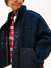 Tommy Hilfiger Blue Teddy Fleece Quilted Relaxed Bomber Jacket - Image 4 of 5