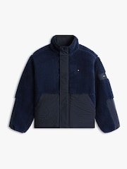Tommy Hilfiger Blue Teddy Fleece Quilted Relaxed Bomber Jacket - Image 5 of 5
