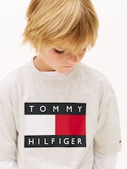 Tommy Hilfiger Grey Heritage Flag Print Jersey T-Shirt - Image 4 of 5