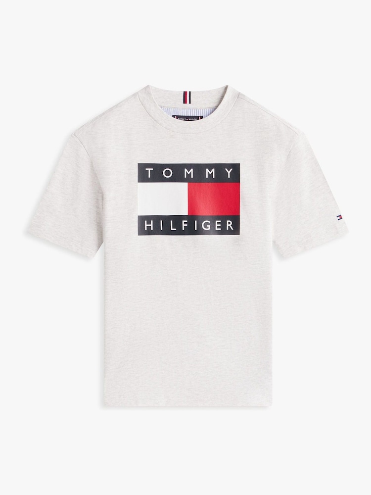 Tommy Hilfiger Grey Heritage Flag Print Jersey T-Shirt - Image 5 of 5 Tommy Hilfiger Grey Heritage Flag Print Jersey T-Shirt - Image 5 of 5