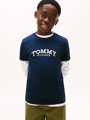 Tommy Hilfiger Blue Logo Print T-Shirt - Image 1 of 5