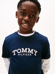 Tommy Hilfiger Blue Logo Print T-Shirt - Image 4 of 5