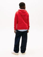 Tommy Hilfiger Red Heritage Flag Badge Terry Hoodie - Image 2 of 5