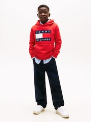 Tommy Hilfiger Red Heritage Flag Badge Terry Hoodie - Image 3 of 5