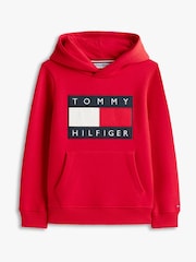 Tommy Hilfiger Red Heritage Flag Badge Terry Hoodie - Image 5 of 5