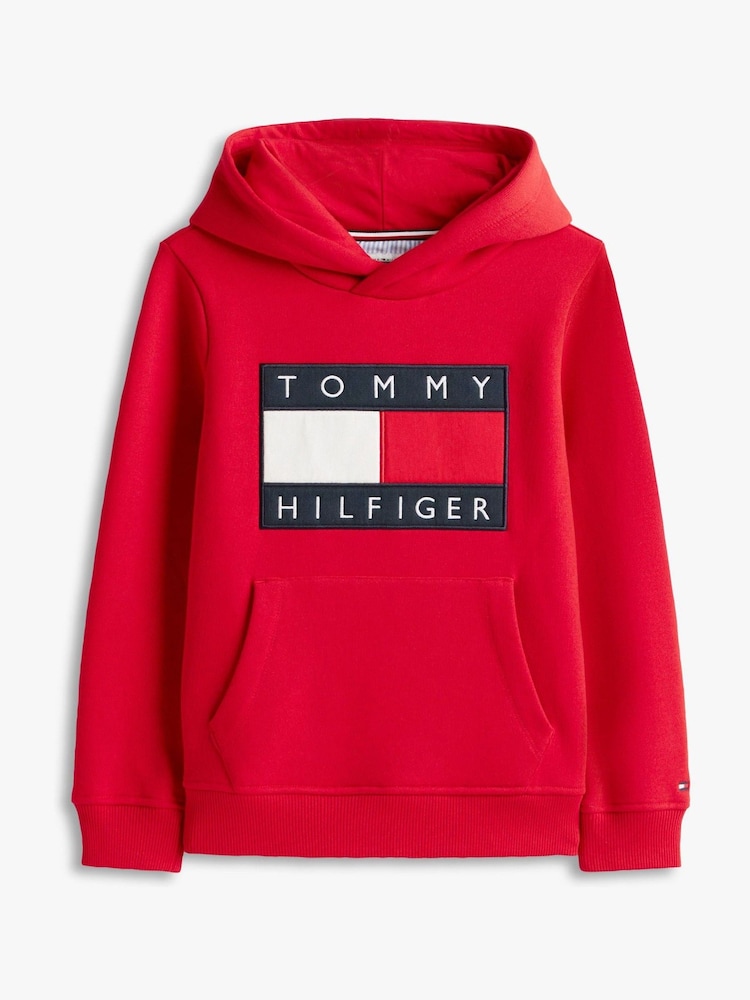 Tommy Hilfiger Red Heritage Flag Badge Terry Hoodie - Image 5 of 5 Tommy Hilfiger Red Heritage Flag Badge Terry Hoodie - Image 5 of 5