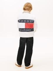 Tommy Hilfiger White Heritage Back Logo Denim Trucker Jacket - Image 2 of 5