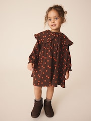 Brown Spot Long Sleeve Collar Dress (3mths-7yrs) - Image 1 of 9