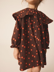 Brown Spot Long Sleeve Collar Dress (3mths-7yrs) - Image 2 of 9