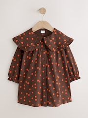 Brown Spot Long Sleeve Collar Dress (3mths-7yrs) - Image 5 of 9