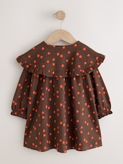Brown Spot Long Sleeve Collar Dress (3mths-7yrs) - Image 6 of 9