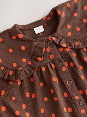 Brown Spot Long Sleeve Collar Dress (3mths-7yrs) - Image 9 of 9
