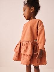 Orange Hedgehog Embroidery Long Sleeve Sweat Dress (3mths-7yrs) - Image 1 of 8