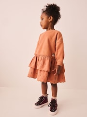 Orange Hedgehog Embroidery Long Sleeve Sweat Dress (3mths-7yrs) - Image 2 of 8