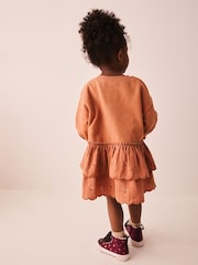 Orange Hedgehog Embroidery Long Sleeve Sweat Dress (3mths-7yrs) - Image 3 of 8