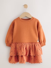 Orange Hedgehog Embroidery Long Sleeve Sweat Dress (3mths-7yrs) - Image 5 of 8
