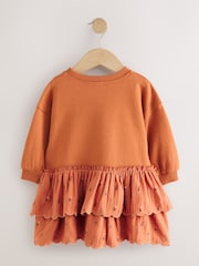 Orange Hedgehog Embroidery Long Sleeve Sweat Dress (3mths-7yrs) - Image 6 of 8