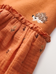 Orange Hedgehog Embroidery Long Sleeve Sweat Dress (3mths-7yrs) - Image 7 of 8