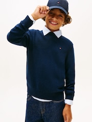 Tommy Hilfiger Blue Essential Pure Lambswool Jumper - Image 1 of 5
