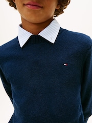 Tommy Hilfiger Blue Essential Pure Lambswool Jumper - Image 3 of 5