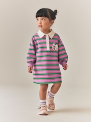 Green/Purple Stripe Disney Minnie Mouse Long Sleeve Rugby Dress (9mths-7yrs) - Image 2 of 4