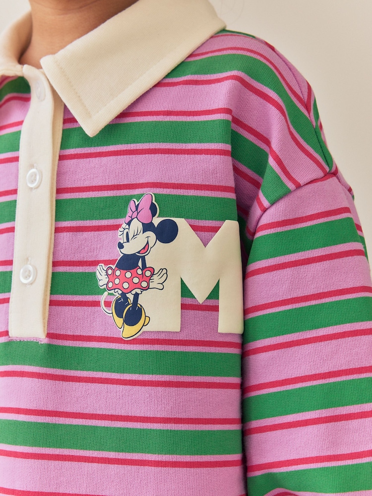 Green/Purple Stripe Disney Minnie Mouse Long Sleeve Rugby Dress (9mths-7yrs) - Image 4 of 4