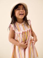 Rainbow Stripe Sleeveless Scallop Detail Summer Dress (3mths-7yrs) - Image 4 of 9
