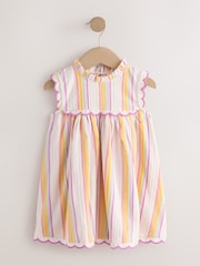 Rainbow Stripe Sleeveless Scallop Detail Summer Dress (3mths-7yrs) - Image 5 of 9