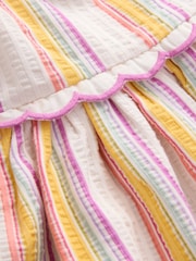 Rainbow Stripe Sleeveless Scallop Detail Summer Dress (3mths-7yrs) - Image 7 of 9