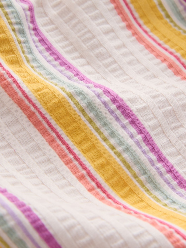 Rainbow Stripe Sleeveless Scallop Detail Summer Dress (3mths-7yrs) - Image 9 of 9
