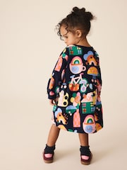 Navy Ladybird Rainbow Long Sleeve Sweat Dress (3mths-7yrs) - Image 3 of 8
