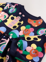 Navy Ladybird Rainbow Long Sleeve Sweat Dress (3mths-7yrs) - Image 8 of 8