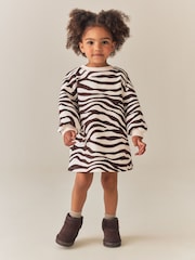 Zebra Print Long Sleeve Sweat Dress (3mths-7yrs) - Image 1 of 9