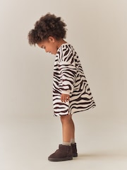 Zebra Print Long Sleeve Sweat Dress (3mths-7yrs) - Image 2 of 9