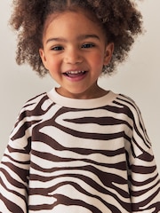 Zebra Print Long Sleeve Sweat Dress (3mths-7yrs) - Image 4 of 9