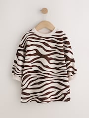 Zebra Print Long Sleeve Sweat Dress (3mths-7yrs) - Image 6 of 9