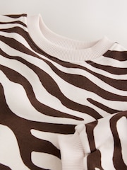 Zebra Print Long Sleeve Sweat Dress (3mths-7yrs) - Image 8 of 9